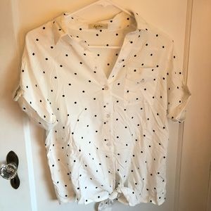 Polka dot tie front top